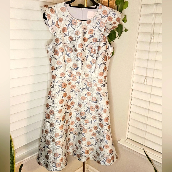 Gal Meets Glam White A-Line Dress with Flutter Sleeves - Picture 1 of 9